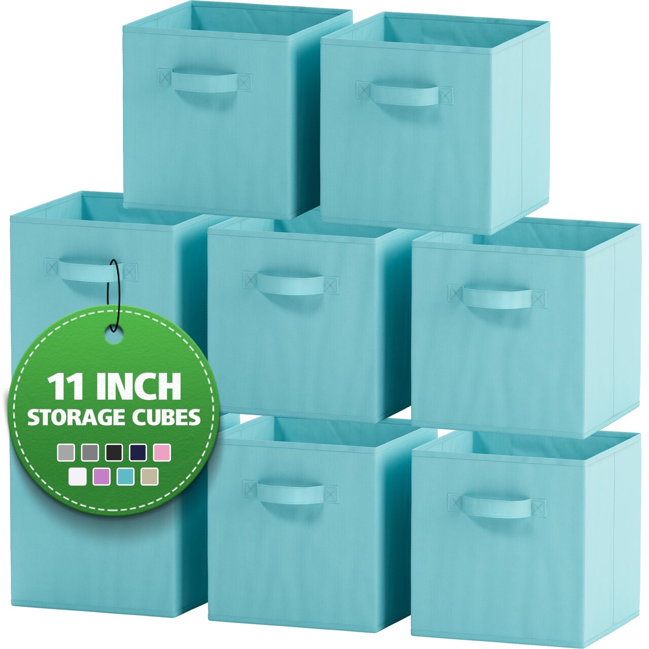 Fabric Storage Cubes for Cube Organizer - 8 Pack Heavy Duty Blue Storage Bins - 11 Inch Cube Storage Bin, Use As A Clothes Storage Box In Closet, Baskets For Shelves or Cubbies Storage Organizer
